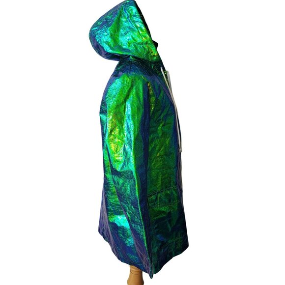 PrettyLittleThing Cobie Green Coachella Holographic Jacket Disco Carnival Shiny - Picture 7 of 12